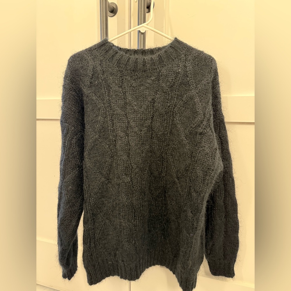 Compagnie Internationale Limited Express Mohair Cable Knit Sweater in black